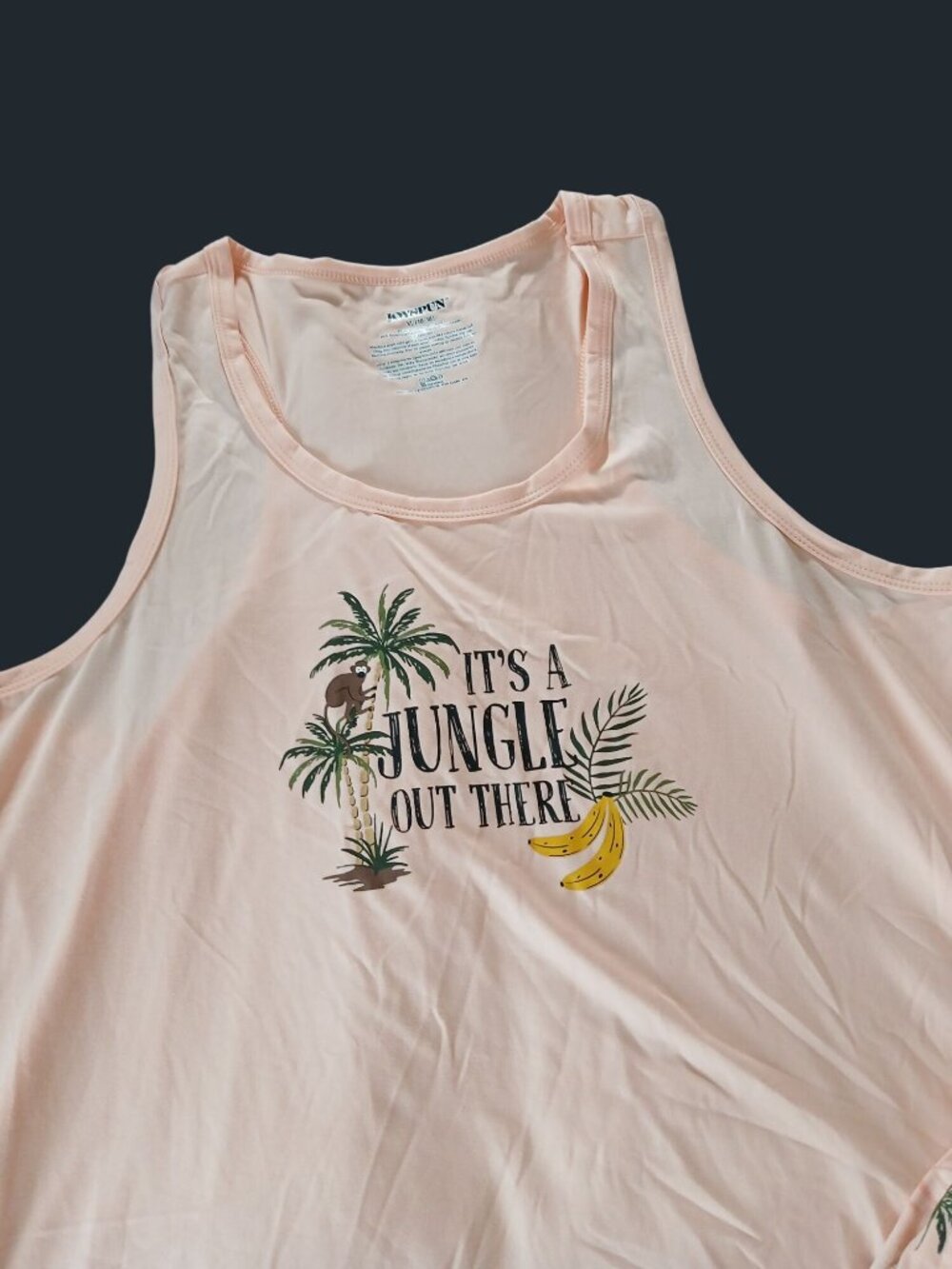 JoySpun Womens Peach Jungle Print Tank Top Shorts Pajamas XL Recycled Poly NWT - Picture 3 of 14